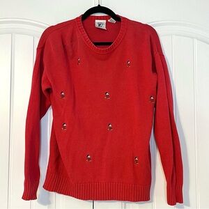 Mickey & Co Vintage 80s Disney Red Knit Sweater Size Medium Character